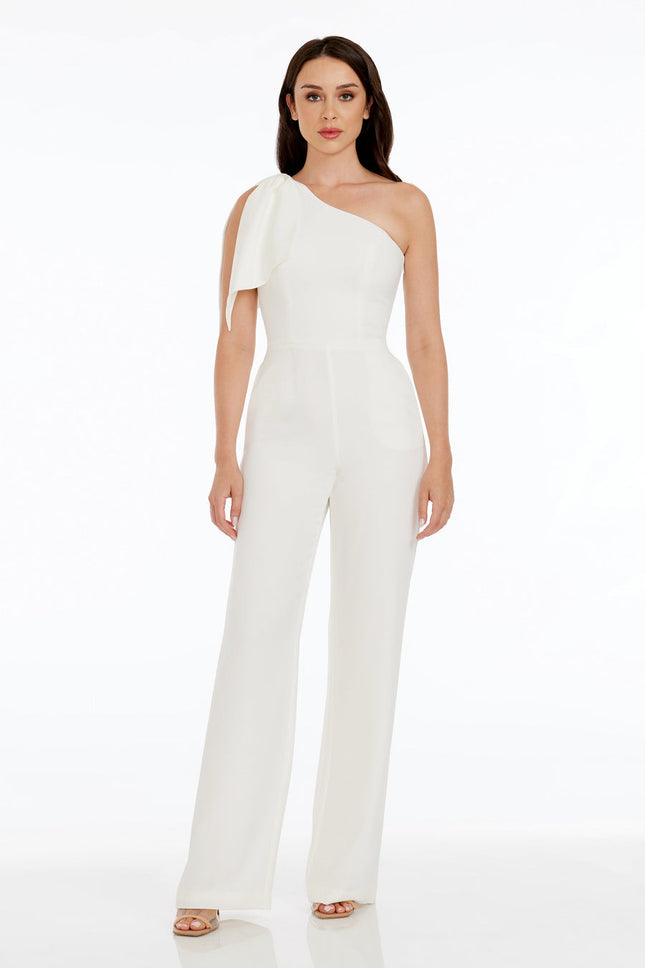 Dress the Population Women's Off-White Tiffany Jumpsuit, New with Minor Imperfection, Size L