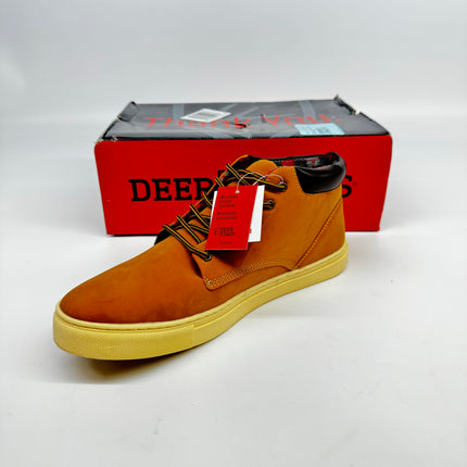 DEER STAGS Men's Warren Round Toe Platform Leather Boots, Beige, New, Size 10.5