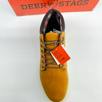 DEER STAGS Men's Warren Round Toe Platform Leather Boots, Beige, New, Size 10.5