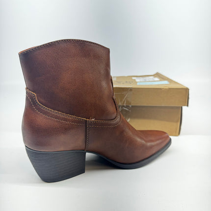 Frye and Co. Women's Savi Stacked Heel Booties, Cognac Brown, New, Size 7.5