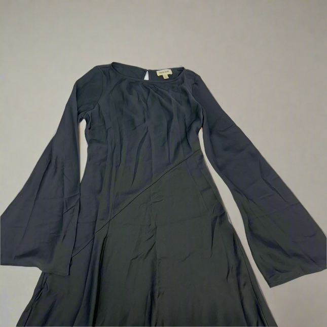 Open Edit Black Satin Long Sleeve Dress, New, Size S