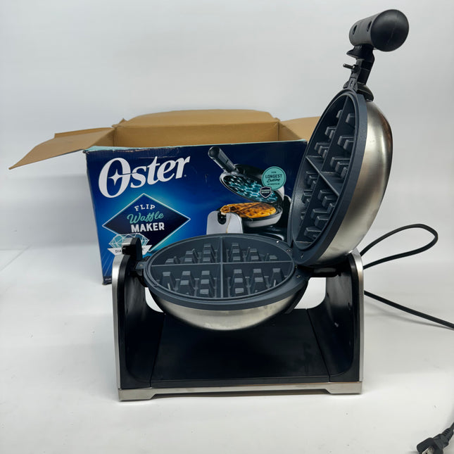 Oster DiamondForce Nonstick Flip Waffle Maker - Silver - Used