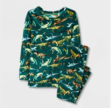 Boys' Dark Green 2pc Dinos Snuggly Soft Pajama Set - Cat & Jack™, New Without Tags, Size 4, 6