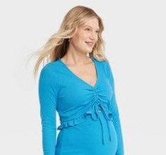 Isabel Maternity Long Sleeve Drawstring Crop Top, New with Tags, Size