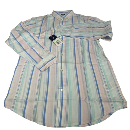 Izod Men's Striped Button-Down Shirt Pink Lemonade XL (18/20) New