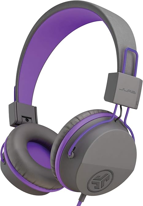 JLab JBuddies Studio On-Ear Kids Wired Headphones with Mic - Graphite/Purple - New