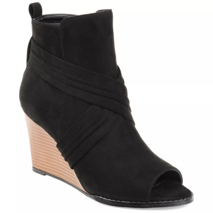 Journee Collection Women's Sabeena Inside Zip Open Toe Wedge Booties - Size 10 (Open Box)

