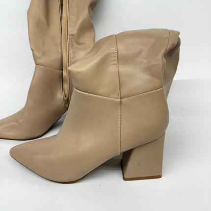 Journey Collection Women's Knee High Boots with Fur - Nude,