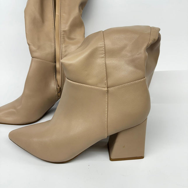 Journey Collection Women's Knee High Boots with Fur - Nude,