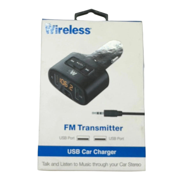Just Wireless FM Transmitter & Dual Port Car Charger - Black (New)