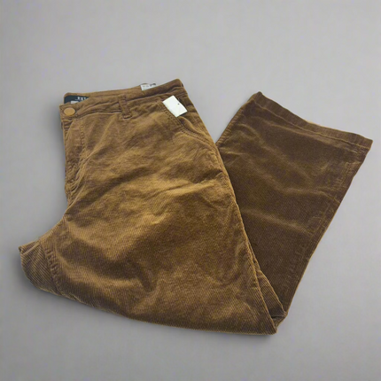 KUT Brown Wide-Leg Corduroy Pants for Petite Women, Size 14P - New

