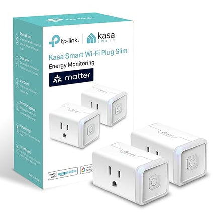 Kasa Smart Plug, Matter Compatible, Energy Monitoring - 2-Pack, White (Open Box)