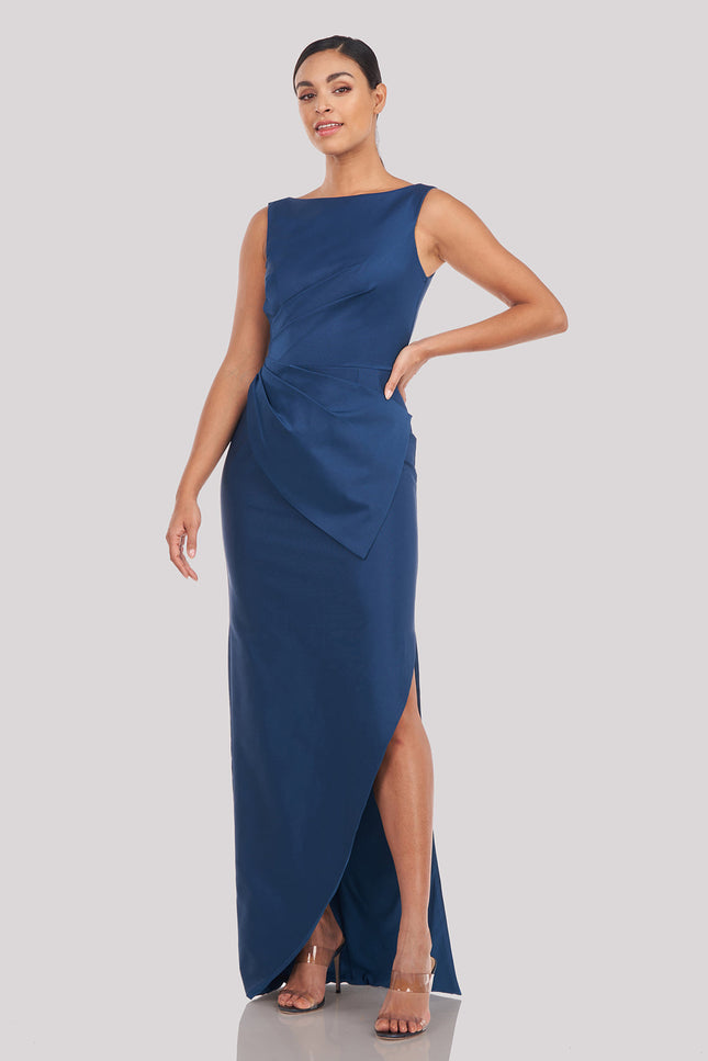 Kay Unger Ink Blue Sleeveless Asymmetrical Gown Women’s Size 12 New