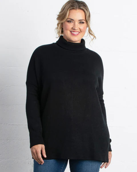 Kiyonna Paris Turtleneck Tunic Sweater Black 3X - New