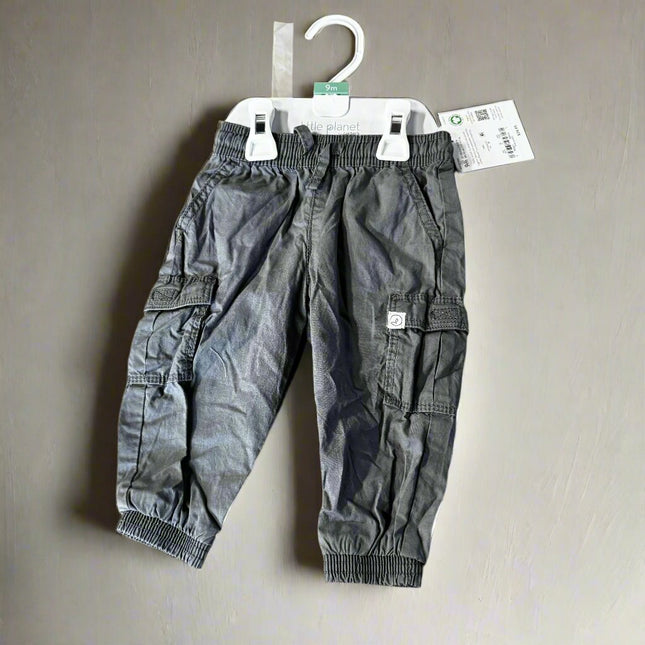 Little Planet by Carter's Baby Boys 9 Months Gray Cargo Jogger Pants, New

