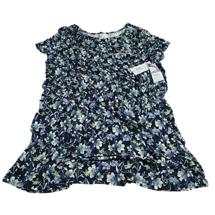 Liz Claiborne Floral Sleepwear Dress Navy Blue Size Large New

