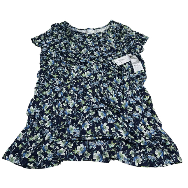 Liz Claiborne Floral Sleepwear Dress Navy Blue Size Large New


