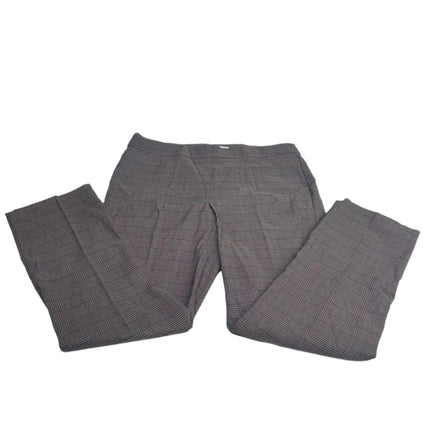Liz Claiborne Women's Lisa Straight Leg Mid-Rise Pants Black Wine Plaid Size 16 - New
