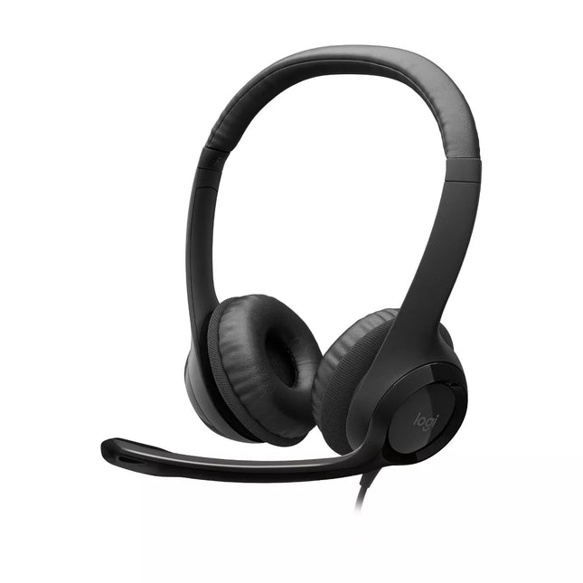 Logitech H390 USB Wired Headset - Noise-Canceling Microphone, Black (New)