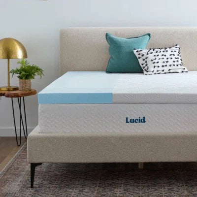 Lucid Comfort Collection 3" Gel Memory Foam Mattress Topper with Cover - WMLU30TT30CGT (New)