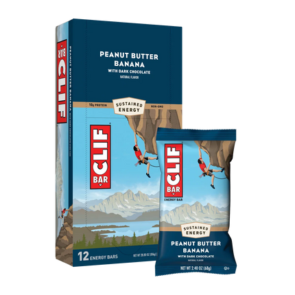 12-count box of CLIF BAR Peanut Butter Banana with Dark Chocolate (Mar 14, 2027)