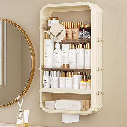 Makeup Organizer Storage for Vanity - New, Large Capacity, Wall-Mounted (HZG001)

