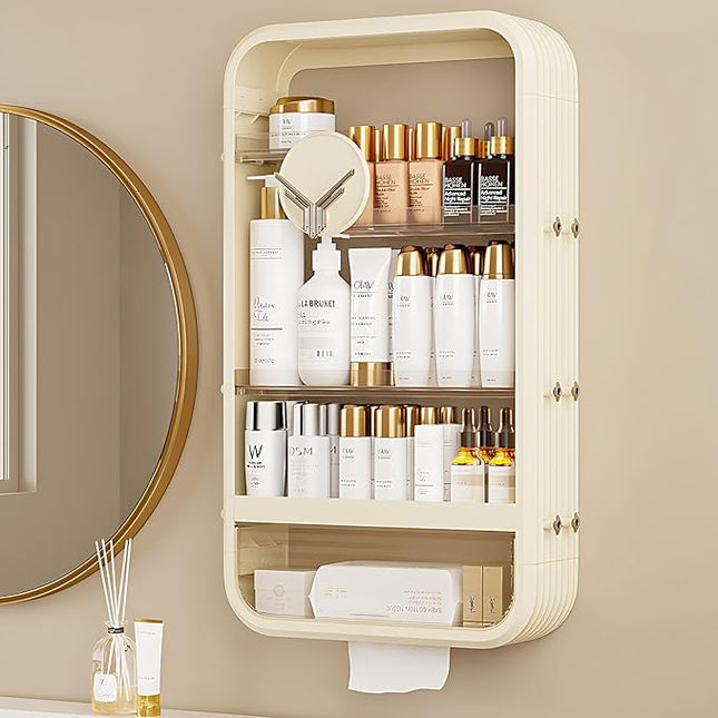 Makeup Organizer Storage for Vanity - New, Large Capacity, Wall-Mounted (HZG001)

