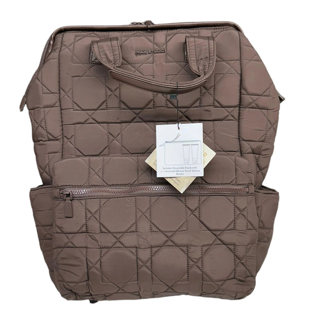 Max Studio Quilted Nylon Travel Backpack with Front Zipper Pocket – Chocolate – New