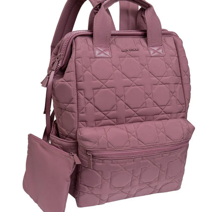 Max Studio Quilted Nylon Travel Backpack with Front Zipper Pocket – Pink – New

