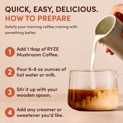 RYZE Mushroom Coffee Bright & Smooth Net Wt 6.3 oz (180g) ...