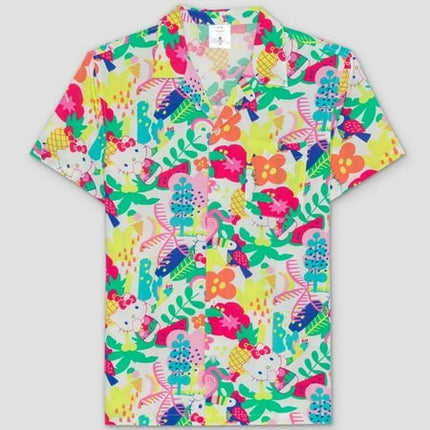 Men's Hello Kitty Button-Down Shirt (Size XXL) - White
