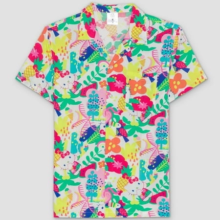 Men's Hello Kitty Button-Down Shirt (Size XXL) - White
