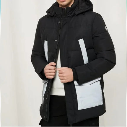 Men's Hooded Down Coat Winter Warm Parka Puffer Jacket - MINZARE, New - Size S

