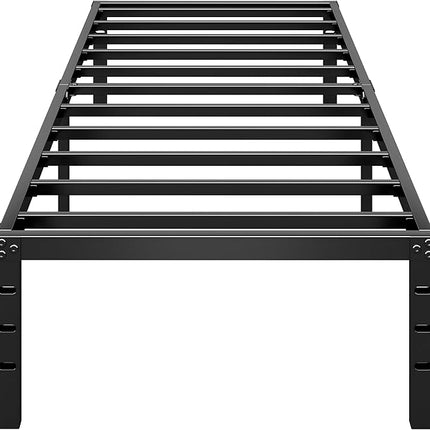 Metal Platform Bed Frame 14 Inch Tall with Heavy Duty Slats - Twin Size, Black (New)