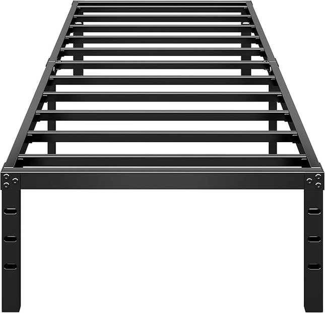 Metal Platform Bed Frame 14 Inch Tall with Heavy Duty Slats - Twin Size, Black (New)
