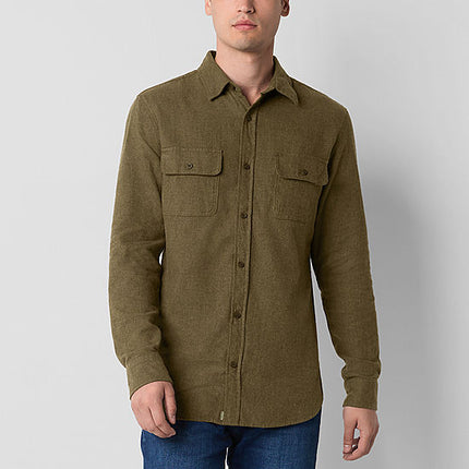 Mutual Weave Men's Easy-Regular Fit Long Sleeve Flannel Shirt - Olive - Size XL - Ne