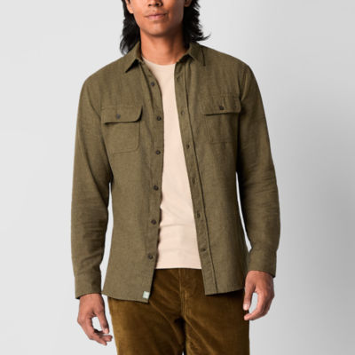 Mutual Weave Men's Easy-Regular Fit Long Sleeve Flannel Shirt - Olive - Size XL - New