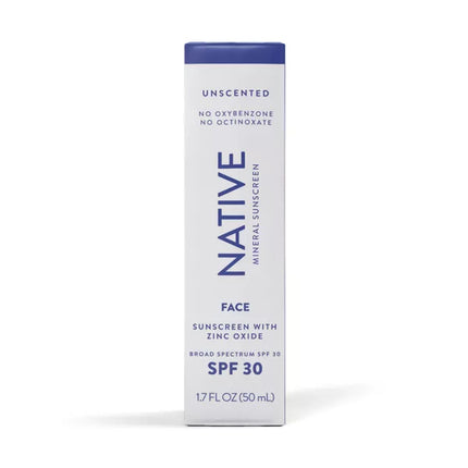 Native Mineral Face Lotion – Unscented SPF 30, 1.7 fl oz – New
