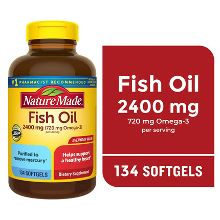Nature Made Fish Oil 2400mg Softgels Omega-3 Supplement 134ct - 2 Pack – New