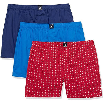 Nautica Men's Cotton Woven 3-Pack Boxers - Size M (New)