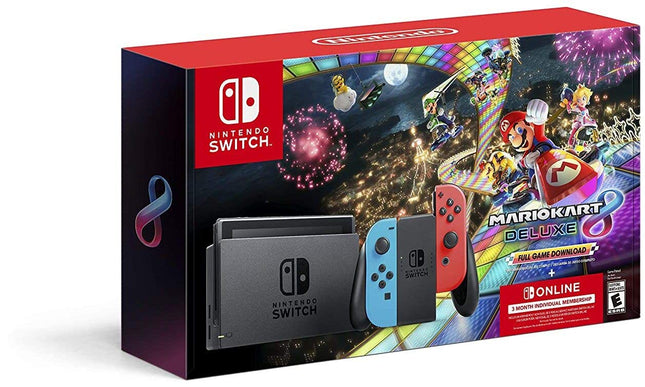 Nintendo Switch™ Console with Neon Blue & Red Joy-Con + Mario Kart™ 8 Deluxe + 3-Month Nintendo Switch Online – Open Box