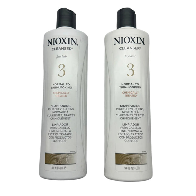 Nioxin System 3 Cleanser Shampoo – 16.9 oz (Pack of 2) – For Color-Treated Hair with Light Thinning – New