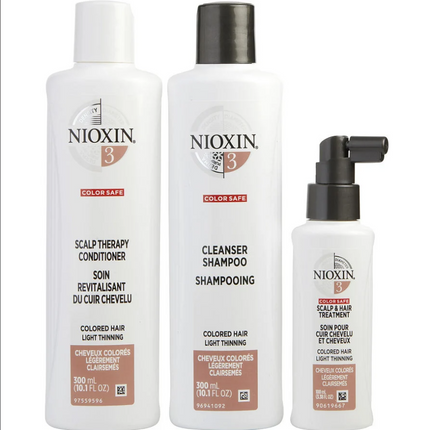 Nioxin System 3 Maintenance Kit – Cleanser 10.1 oz, Scalp Therapy Conditioner 10.1 oz, Scalp Treatment 3.38 oz – For Color-Treated Hair with Light Thinning