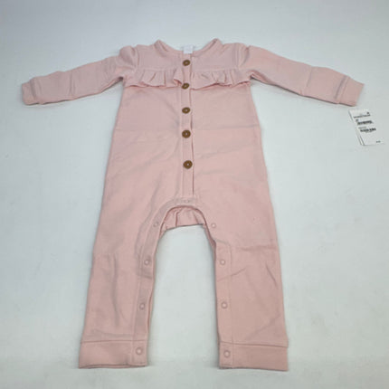 Nordstrom Baby Girls’ Pink Ruffle Romper Button-Up Size 18M New