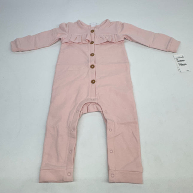 Nordstrom Baby Girls’ Pink Ruffle Romper Button-Up Size 18M New
