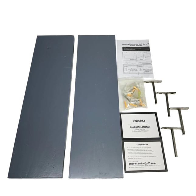 ORIDÓM Floating Shelves for Wall, Set of 2, Gray – Wall Mounted Shelf for Bathroom, Kitchen, or Bedroom Decor Open Box