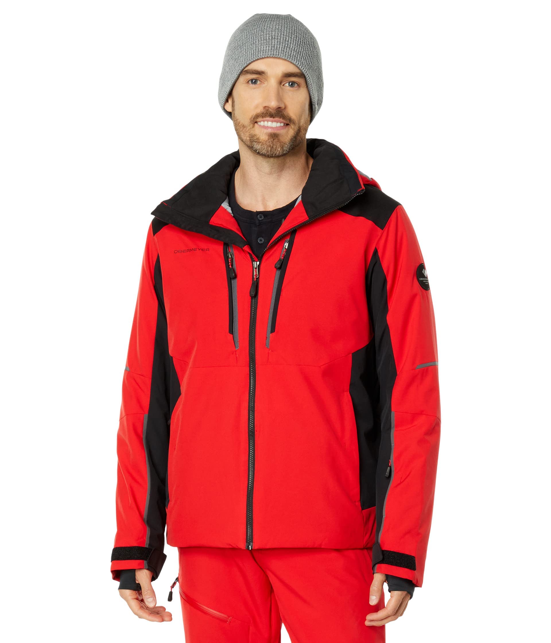 Obermeyer Men's Red Ski Jacket with Hood Brakelight Size S