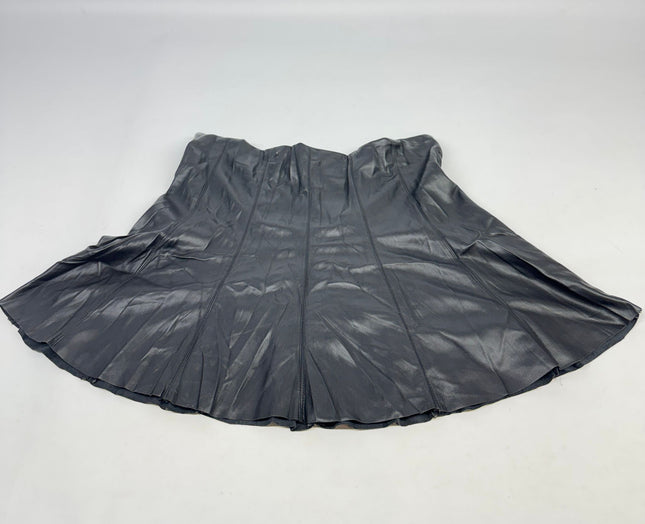Ookie & Lala Black Faux Leather Skirt Women’s Size XL Flared Hem New

