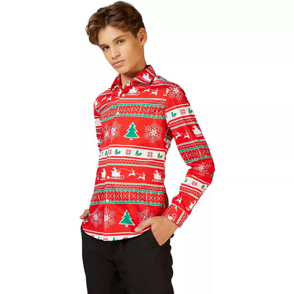 OppoSuits Teen Boys' Christmas Shirt Winter Wonderland Red Size 12 New

