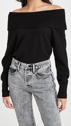 Paige Women's Izabella Sweater Shoulder-Baring Black Size Large New